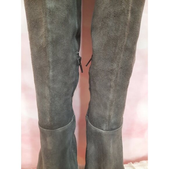 Halogen Scarlett Grey Suede Over Knee Boots Womens Size 8.5 Block Heel - Picture 5 of 12